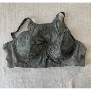 Cacique Balconette Bra 46C Black Lace Overlay Full Coverage Underwire Romantic